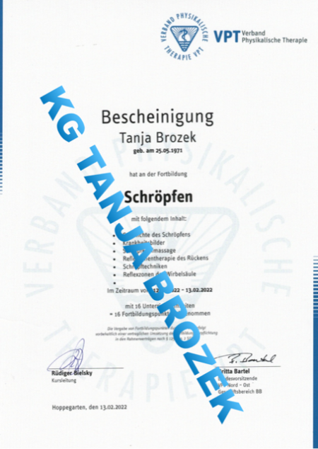Bescheinigung Schröpfen